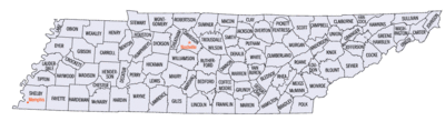 Tennessee county map