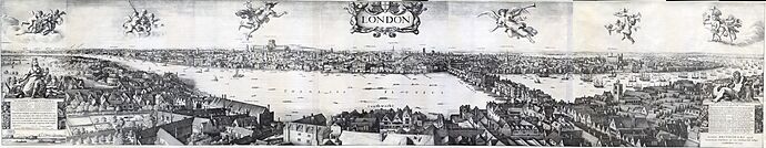 1647 Long view of London From Bankside - Wenceslaus Hollar
