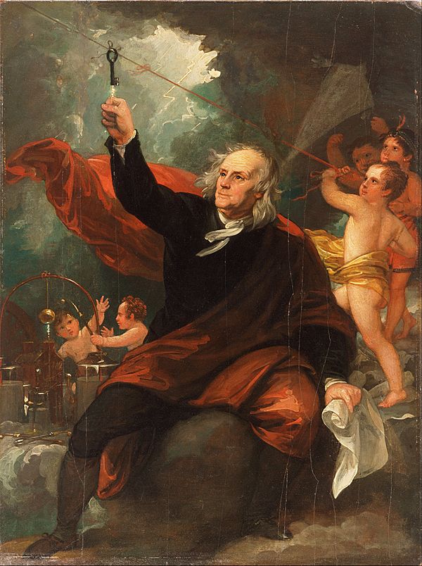 Benjamin West, English (born America) - Benjamin Franklin Drawing Electricity from the Sky - Google Art Project