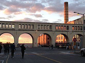 Bklyn. Army Terminal at sunset