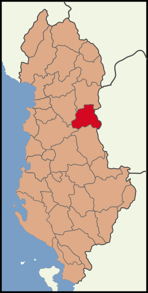 Map showing the district within Albania