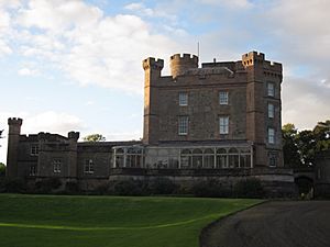 Caprington Castle on an August evening.