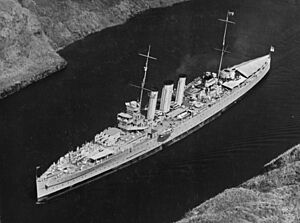 HMAS Australia (D84) passing through the Panama Canal in March 1935