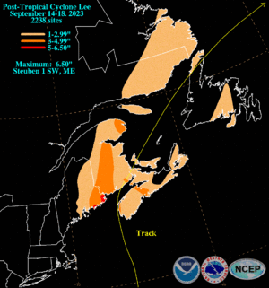 Lee 2023 rainfall map