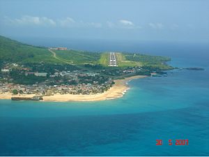 The town with Annobón Airport to the right