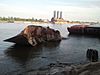 USS Inaugural hulk after the Great Flood of 1993