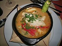 Caldillo de congrio served in a paila