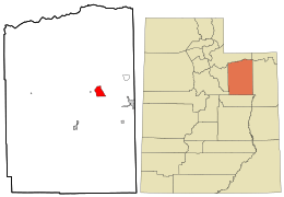 Location in Duchesne County and the state of Utah