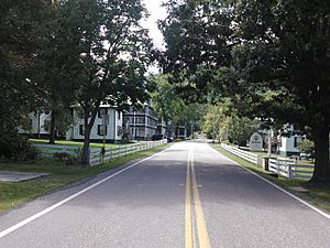 Main hotel building on left