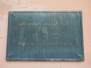 Plaque about fire in Loviisa