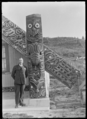 Closeup view of the right amo at Te Tikanga a Tawhiao meeting house at Ngatira, South Waikato ATLIB 291938