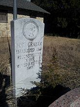 Fort Graham building moved and rebuilt marker