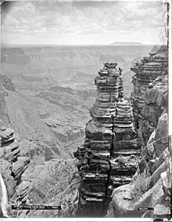 Looking into Marble Canyon of the Colorado River, Arizona. Shinimo Alter in the distance. Coconino County, Arizona.... - NARA - 517740