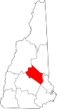 State map highlighting Belknap County