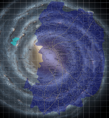 The Empire's control at its greatest extent:  *      Galactic Empire *      Semi-independent sectors *      Hyperspace lanes  