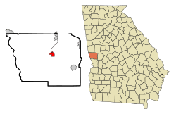 Location in Harris County and the state of Georgia