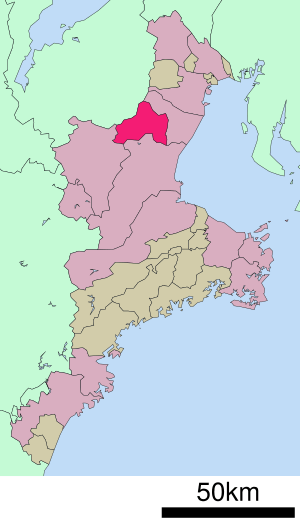 Location of Kameyama in Mie Prefecture