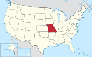 Map of the United States with Missouri highlighted