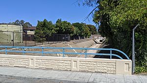 Permanente Creek diversion channel approaching Highway 85