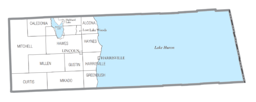 Alcona County, MI census map