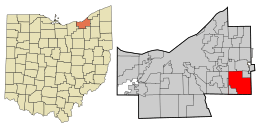 Location in Cuyahoga County and the state of Ohio