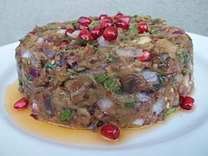 Eggplant caviar with pomegranate