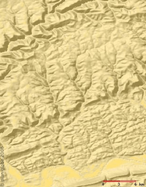 Larrys Creek Watershed Relief Map