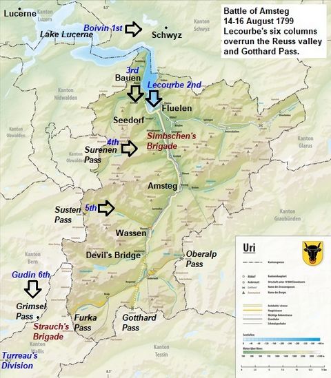 Battle of Amsteg 1799 Map