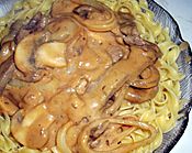 Beef Stroganoff on Pasta