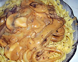 Beef Stroganoff on Pasta