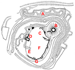 Berkhamsted Castle map - labelled