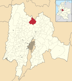 Location of the municipality and town inside Cundinamarca Department of Colombia