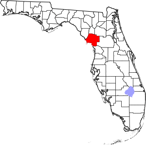 Map of Florida highlighting Levy County