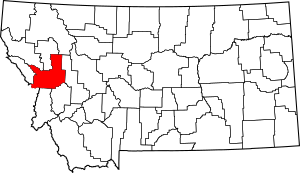 Map of Montana highlighting Missoula County