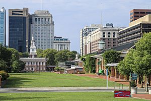 Independence Mall in 2019, seen from the National Constitution Center.