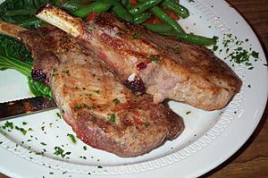 Pork chops served