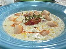 Scallops corn chowder