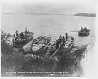 Boats landing at the Mountain Portage on the Slave River