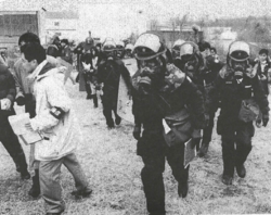 Emergency personnel respond to the Tokyo subway sarin attack