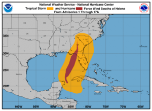 Helene 2024 wind history