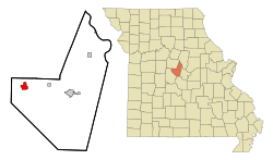 Location of Tipton, Missouri