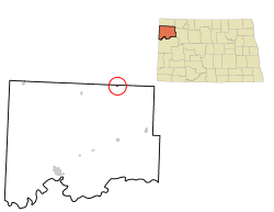 Location of Wildrose, North Dakota