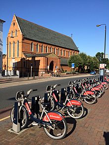 TfL cycle hire docking point at Lavender Hill, London