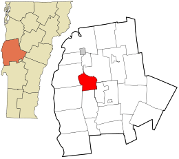 Location in Addison County and the state of Vermont.