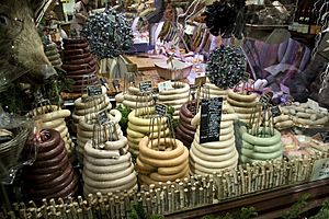 Boudins noir et blanc au marché de Noël de Bruxelles