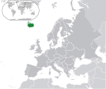 Map showing Iceland in Europe