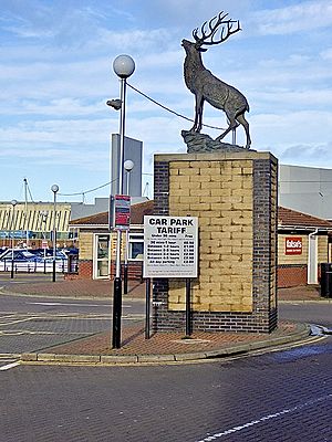 Hart sculpture at the Hartlepool Marina car park (geograph 4745816)