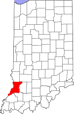 Map of Indiana highlighting Knox County