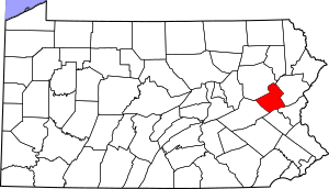 Map of Pennsylvania highlighting Carbon County