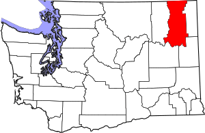 Map of Washington highlighting Stevens County